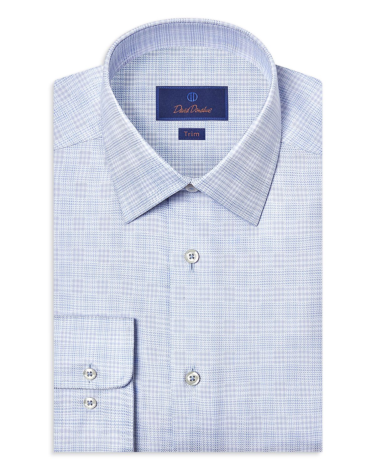 David Donahue Trim Fit Dobby Check Dress Shirt