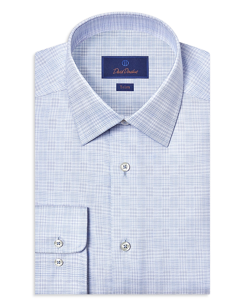 David Donahue Trim Fit Dobby Check Dress Shirt