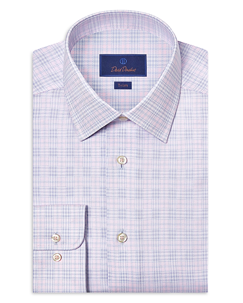 David Donahue Trim Fit Dobby Check Dress Shirt