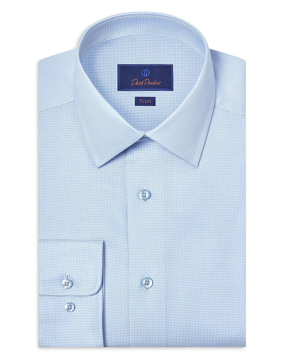 David Donahue Trim Fit Micro Dobby Solid Dress Shirt