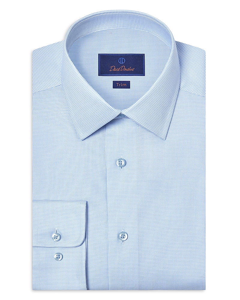 David Donahue Trim Fit Micro Dobby Solid Dress Shirt