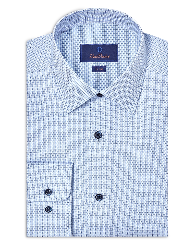 David Donahue Trim Fit Dobby Dress Shirt