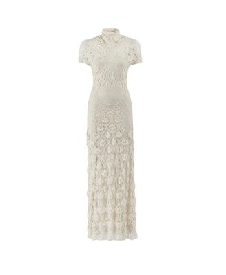  High-Neck Lace Maxi Dress