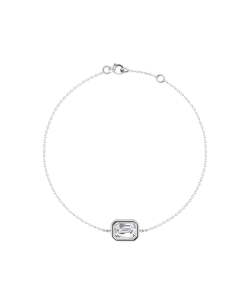 Vrai Bezel Solitaire Bracelet in 14K White Gold, 0.5ctw Emerald Lab Grown Diamond 7"