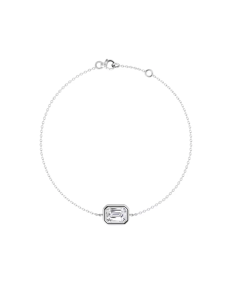 Vrai Bezel Solitaire Bracelet in 14K White Gold, 0.5ctw Emerald Lab Grown Diamond 7"