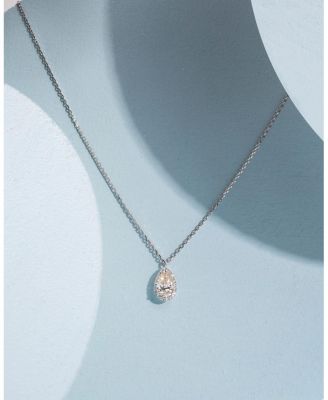  Halo Pendant in 14K Gold, 0.75ctw Pear Lab Grown Diamond