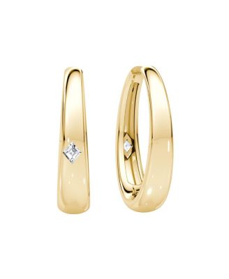  Oval Dome Hoops in 14K Yellow Gold, 0.5ctw Lozenge Lab Grown Diamond