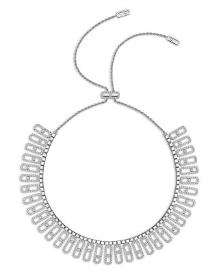 18K White Gold Move Iconica Diamond Statement Necklace, 30" 