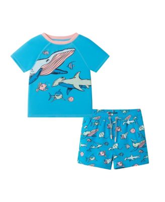Boys' Short Sleeve Aqua Deep Sea Rashguard Set - Little Kid