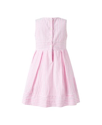  Girls' Pastel Oxford Pleated Stripe Dress - Little Kid, Big Kid