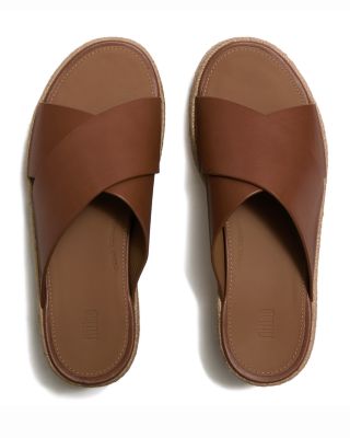 Women's Leather Espadrille Wedge Platform Sandals