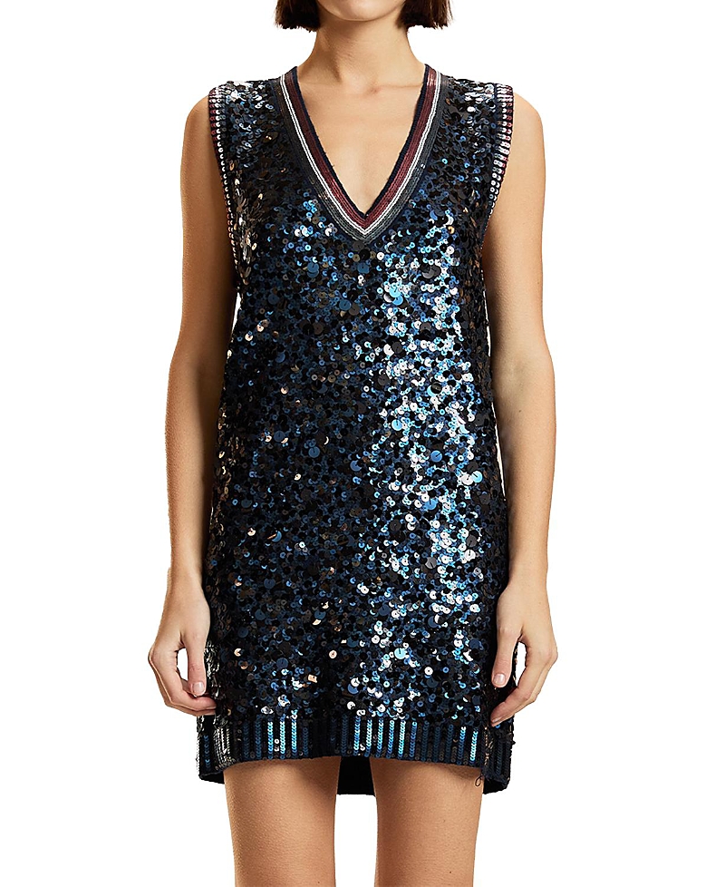 Cynthia Rowley Sequin V-Neck Mini Knit Dress