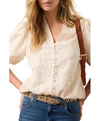  Women's Cotton Textured Floral Top