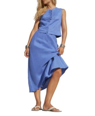  Women's Linen Military Detail Top