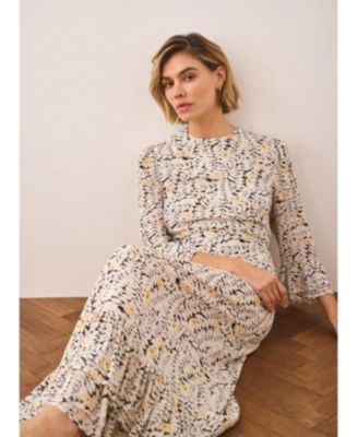  Women's Floral Print Ruffle Midi Dress