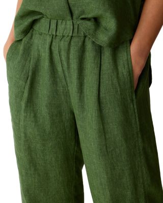 Pleated Linen Ankle Pants