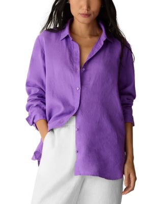 Eileen Fisher Linen Classic Collar Long Shirt