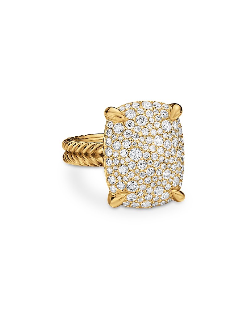 Chatelaine Elongated Ring in 18K Yellow Gold with Diamonds, 19mm