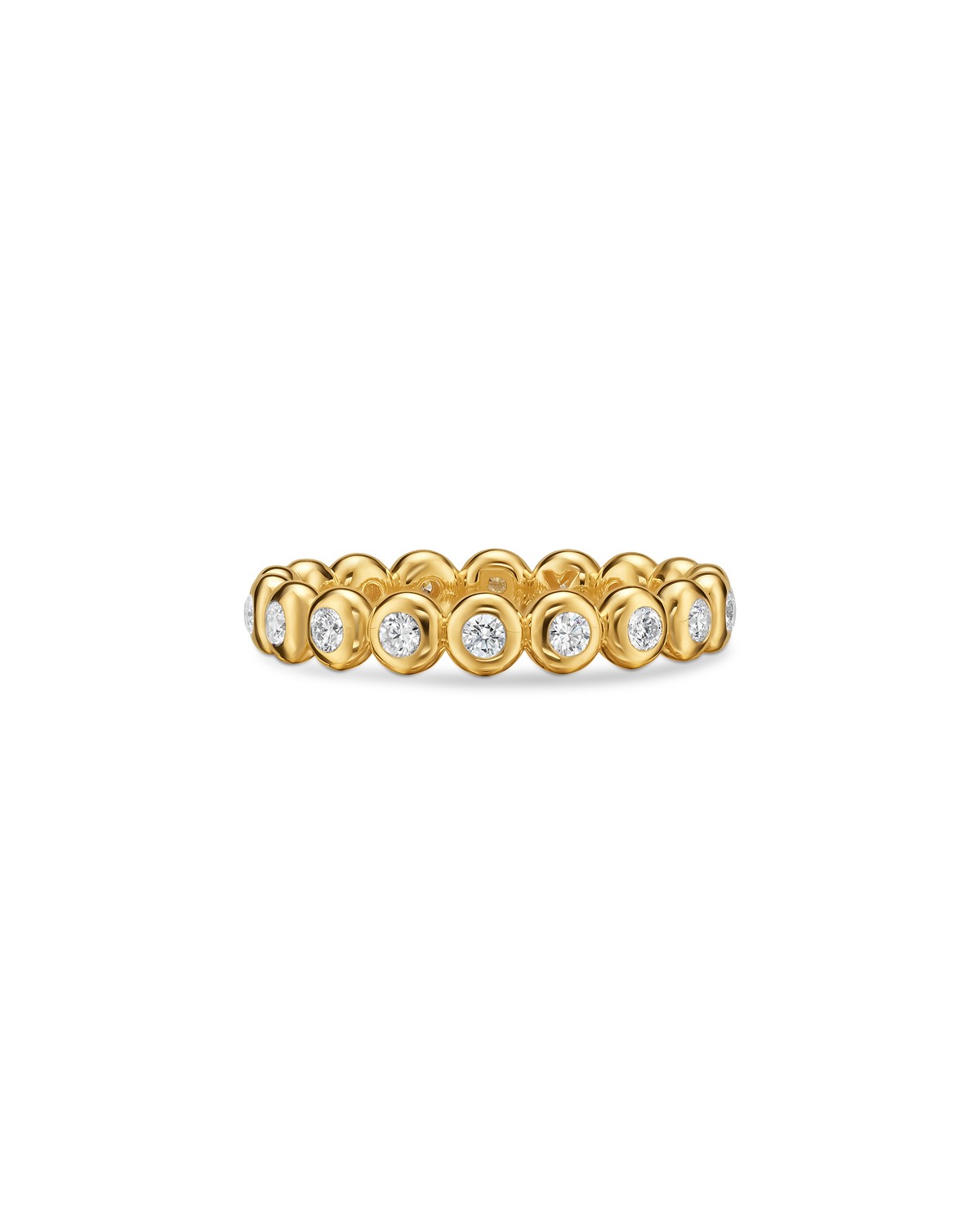 Bezel Set Band Ring in 18K Yellow Gold with Diamonds, 3.7mm