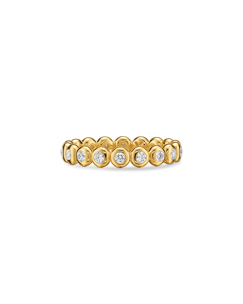 Bezel Set Band Ring in 18K Yellow Gold with Diamonds, 3.7mm