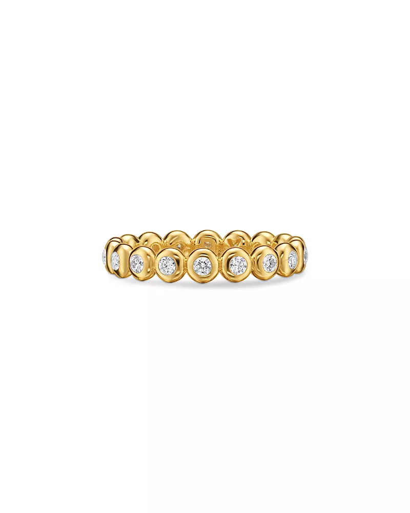 Bezel Set Band Ring in 18K Yellow Gold with Diamonds, 3.7mm
