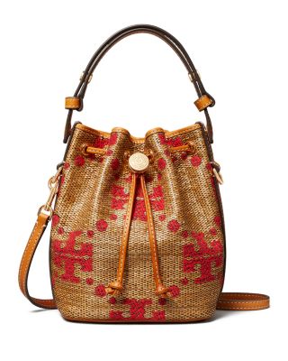 Romy T Monogram Straw Crossbody Bag