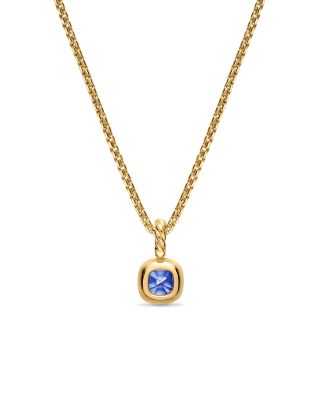Mini Cushion Cut Amulet in 18K Yellow Gold with Tanzanite, 7.6mm