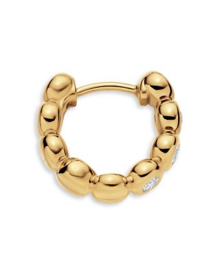 Bezel Set Hoop Earrings in 18K Yellow Gold with Diamonds, 13.4mm