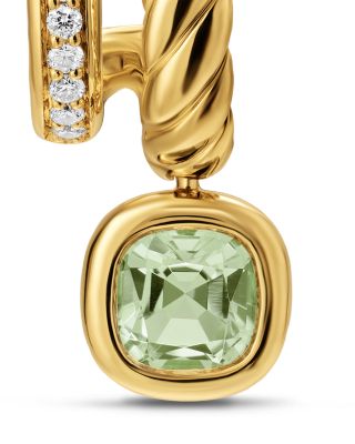 DY Mercer&reg; Color Two Row Drop Earrings in 18K Yellow Gold with Prasiolite and Diamonds, 19.5mm