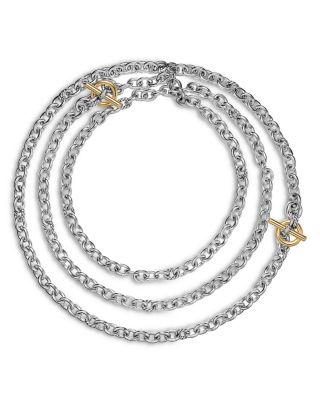 DY Mercer&reg; Convertible Chain Necklace in Sterling Silver with 18K Yellow Gold and Diamonds, 8mm
