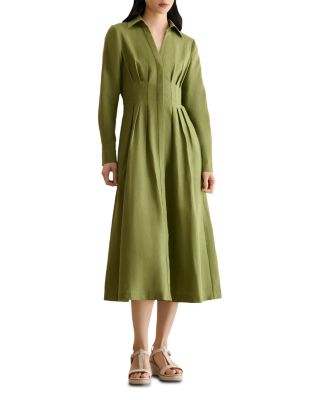 Chrissy Linen Pleated Waist Dress