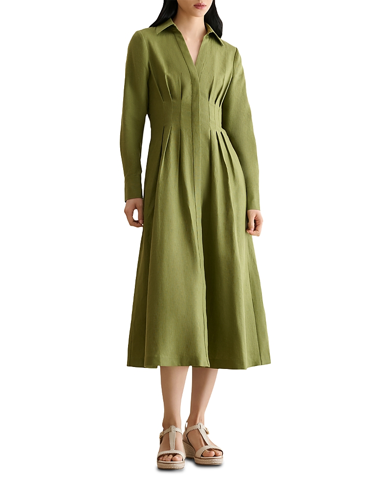 Hobbs London Chrissy Linen Pleated Waist Dress