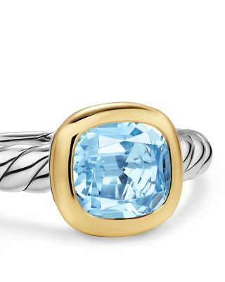 DY Mercer&reg; Color Stone Ring in Sterling Silver with 18K Yellow Gold and Sky Blue Topaz, 7mm