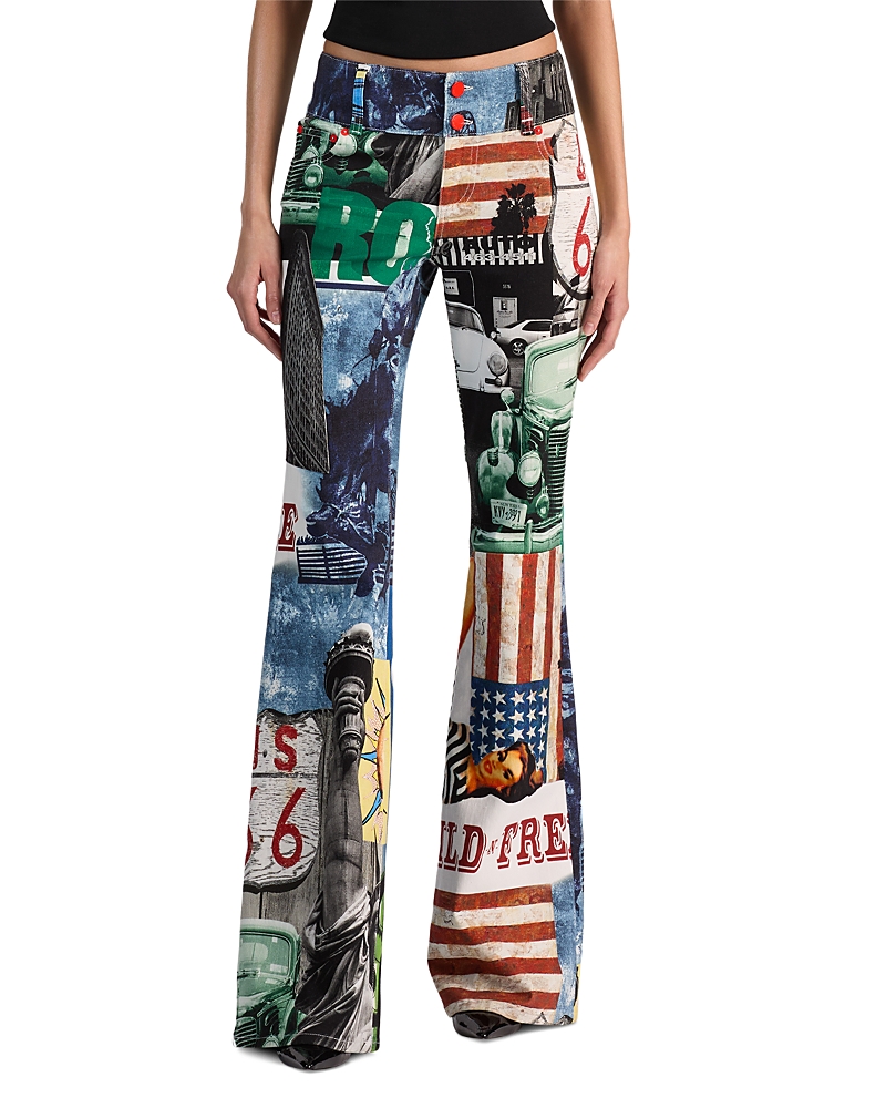 Alice and Olivia Kai Low Rise Wide Waistband Bootcut Jeans in Open Road