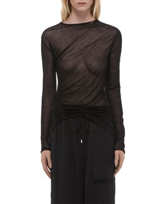 Ruched Asymmetric Hem Cotton Top