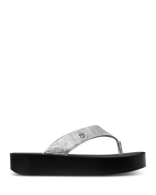 Women's Leather Platform Flip Flops
