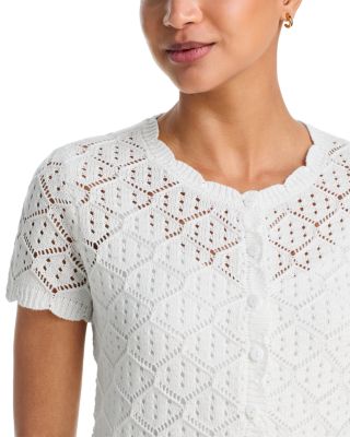 Pointelle Knit Short Sleeve Cardigan - Exclusive