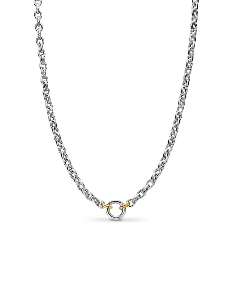 David Yurman Dy Mercer Petite Chain Necklace in Sterling Silver with 18K Yellow Gold, 4.5mm in Gold/Silver