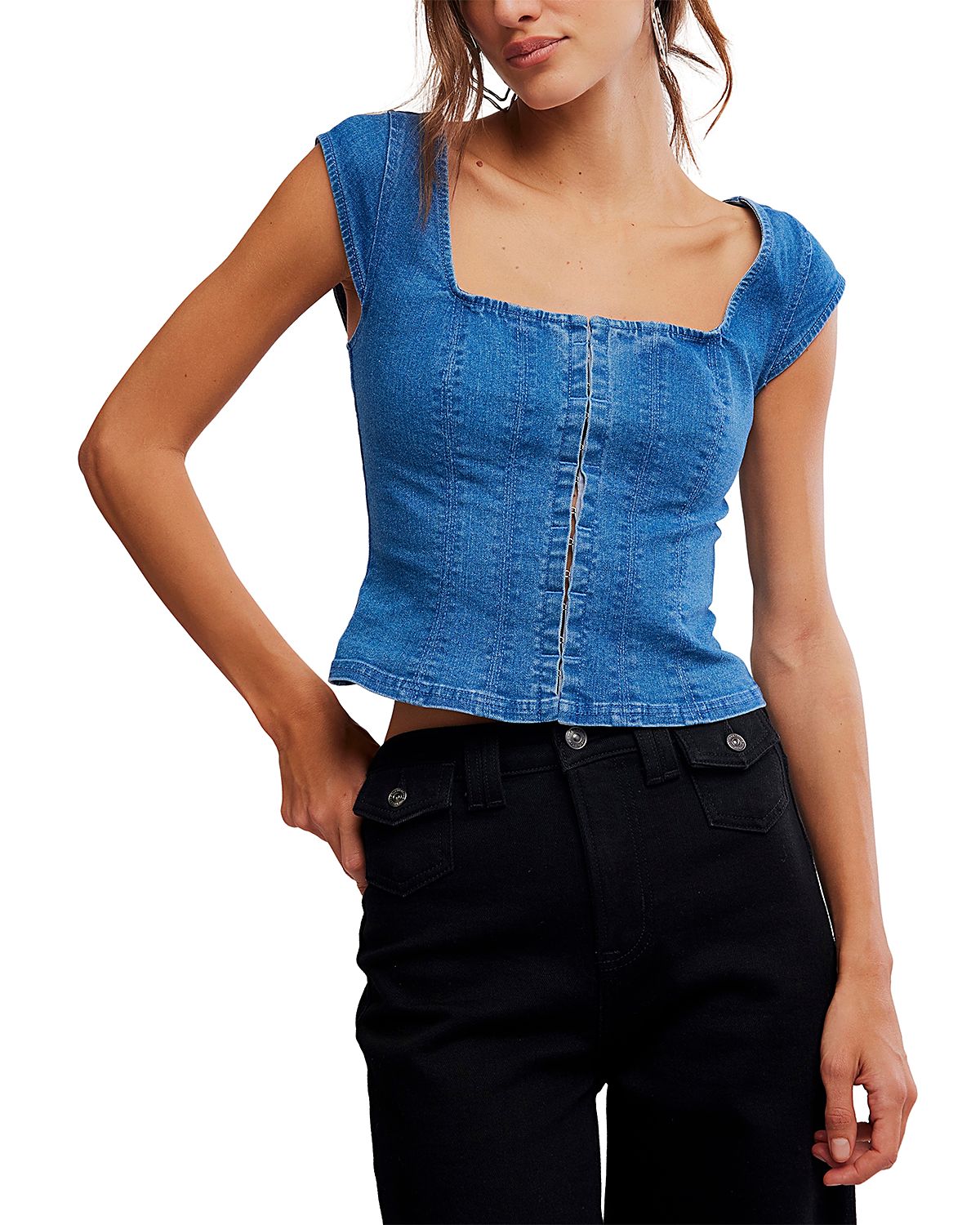 Free People Marilyn Denim Corset Top