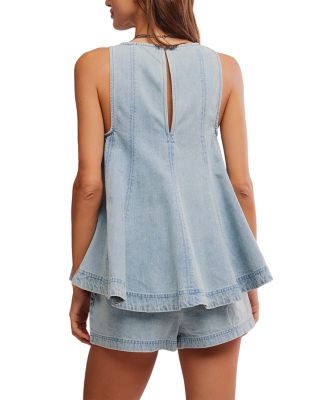 Cassius Denim Top & Shorts Set in Bleachout