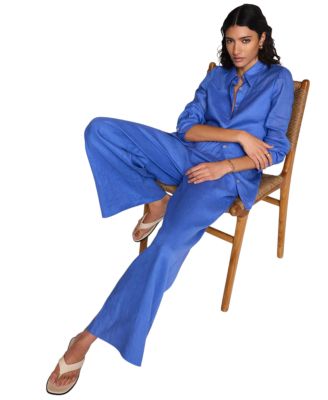  Women's Linen Sheer Panel Shirt