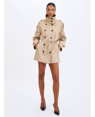  Vanetta High Collar Double-Breasted Trench Mini Coat