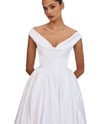  Unna Satin Bardot Cowl Wedding Gown