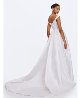  Unna Satin Bardot Cowl Wedding Gown