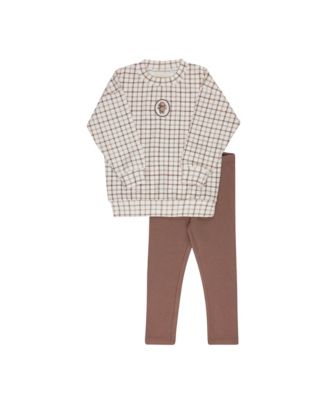 Unisex Modal French Terry Plaid Sheep Collection Lounge Set - Baby, Little Kid