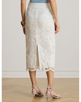 Paisley Eyelet Midi Pencil Skirt