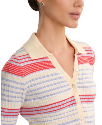 Textured Stripe Polo Sweater