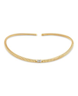 18K Yellow Gold Trisolina Pav&eacute; Diamond Collar Necklace