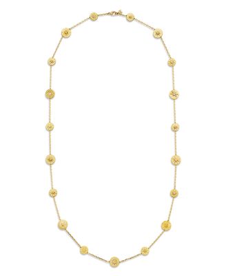 18K Yellow Gold Diamond Orbit Station Necklace, 32"