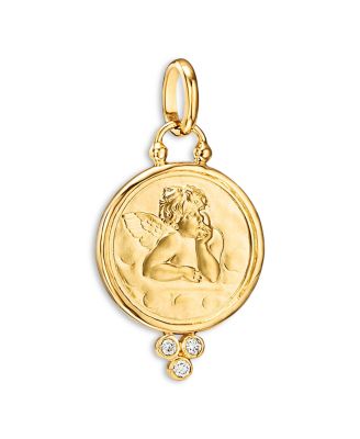 18K Gold 16mm Angel Pendant with Diamonds 